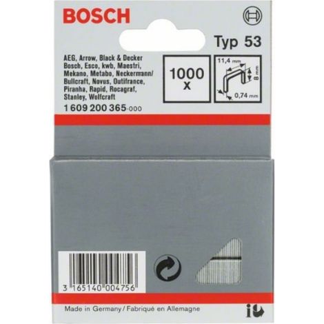 Grapa tipo 53:114x074x14mm: 1.000uds BOSCH 1609200368