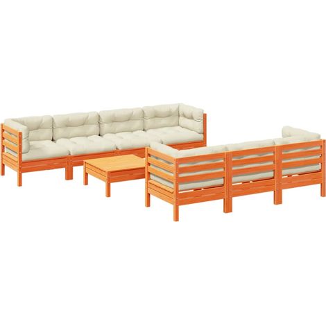 Maison Exclusive - Set de sofás jardín 8 pzas con cojines madera (1/5)