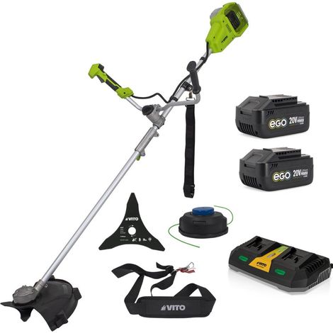 Vito – Débroussailleuse à batterie 40V – 2 batteries lithium 20V 3Ah – Moteur Brushless – Largeur de coupe Ø 250mm – Chargeur double inclus (1/5)