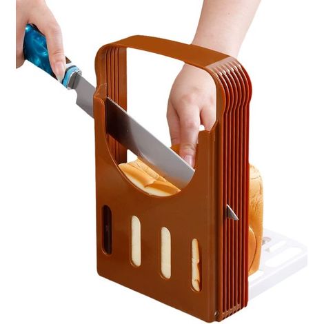 Cortador de pan plegable,Ajustable y multifuncional,Para sándwiches y pan,Cortador manual de plástico,4 grosores de rebanada ajustables (1/5)