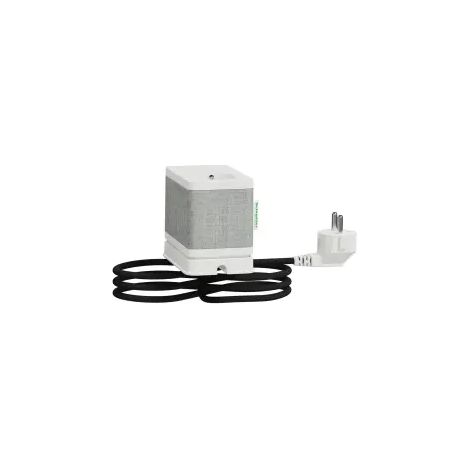 Bloc prises 2p+T 16A + USB-A + USB-C 5V 3.1A design blanc/tissu kvadrat S pour bureau avec cable 2m Unica System+ (1/5)