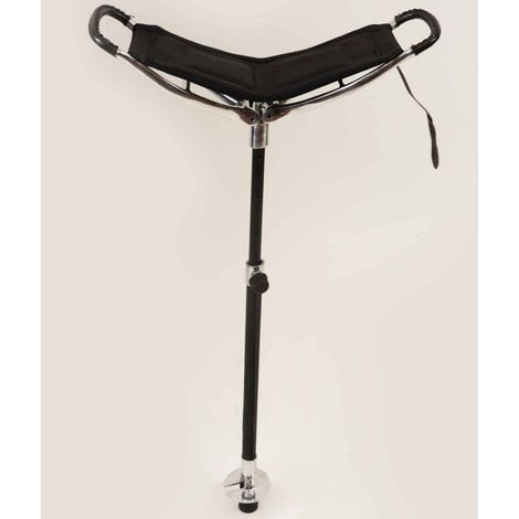 NERO - Seggiolino d'attesa portatile con struttura in metallo e seduta in tessuto modello Stick