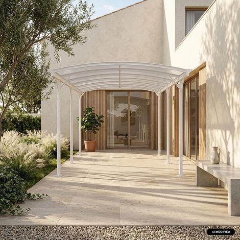 sweeek - Carport de 15m² en aluminium blanc et polycarbonate - Le Mans 5x3m (1/5)