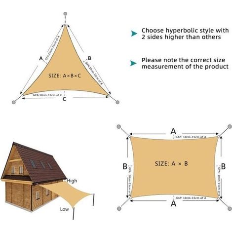 – Rechteckiges Sonnensegel 3 x 4 m – Wasserdichtes Gewebe (160 g/m²) – 95 % UV-Schutz – Einfache Montage mit Edelstahlringen (1/5)