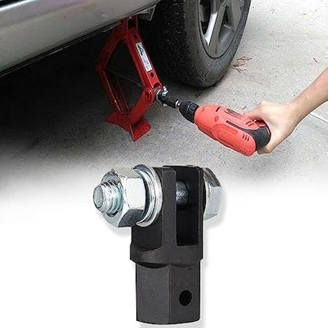 Fogfar 1 adaptateur de cric ciseaux, clé à molette de 1,2 cm, outil de clé à chocs, douille d'entraînement standard, convient à la plupart des voitures et camions (noir) (1/5)