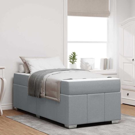 Cadre de lit avec matelas-Structure de lit avec matelas Gris clair 90 x 200 cm tissu 221485 (1/5)