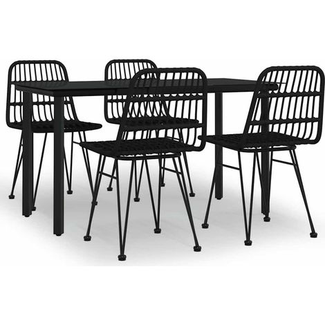 Maison Exclusive - 5-tlg. Garten-Essgruppe Schwarz Poly Rattan