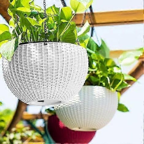 Jardinières suspendues à arrosage automatique pour intérieur et extérieur panier suspendu épais pot de fleurs avec eau-café (1/4)