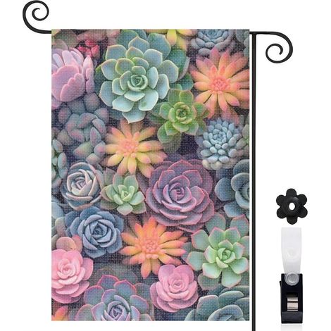 Drapeau de jardin Bienvenue en tissu résistant 30 x 45 cm décoratif et élégant maison de campagne (1/5)
