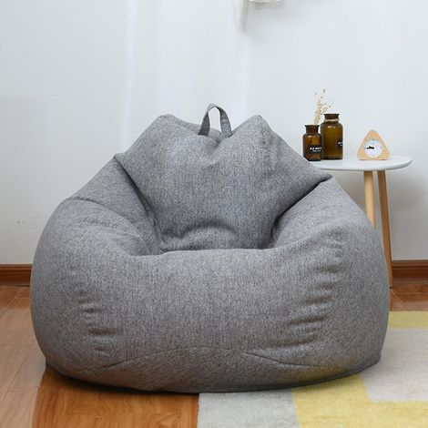 Housse de pouf extra large neuve pour canapé et fauteuil d'intérieur, idéale pour adultes et enfants Offre spéciale (Livraison gratuite) - 90 x 110 cm - Gris (1/4)