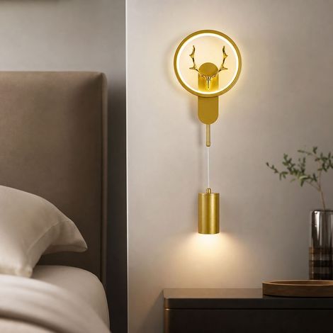 Applique murale tête de cerf LED tricolore, métal et silicone, hauteur réglable 100cm, lumière blanche/neutre/chaude (1/5)