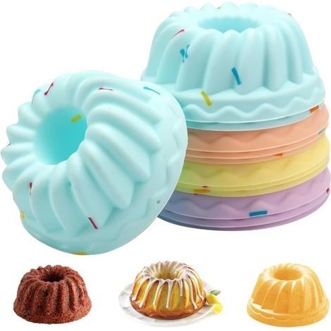 (Orange, Gelb, Lila, Blau) Dessertformen – 12 Stück – 100 % lebensmittelechtes Silikon – Wiederverwendbar – 4 Farben – Antihaftbeschichtung (1/4)