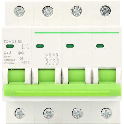 Disjoncteur Miniature 4P Type C - Protection Fuite 20A - Installation Sur Rail Din - Usage Industriel Et Résidentiel - 1 Pièce (1/5)