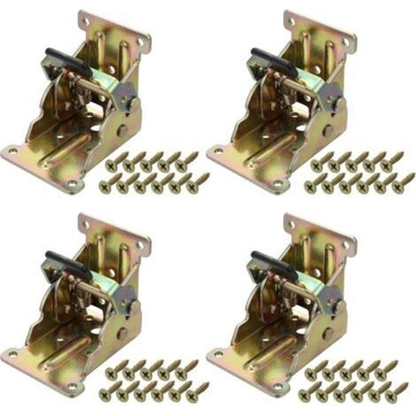 4PCS Self-Locking Folding Hinges, Steel Sheet Folding Support, Extension Locking Folding Leg Fittings for Folding Table, Bed, Sofa - Silver (1/5)