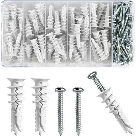 140 Pieces Plasterboard Dowels 41 mm with Screws 70 Pieces Facade Dowels 70 Screws (1/5)