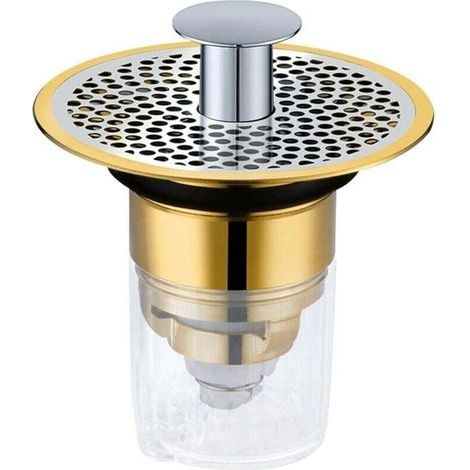 Bonde Lavabo Universel 34-37mm avec Plaque Filtre et Tamis Anti-Bouchage pour Évier Salle de Bain (1/4)
