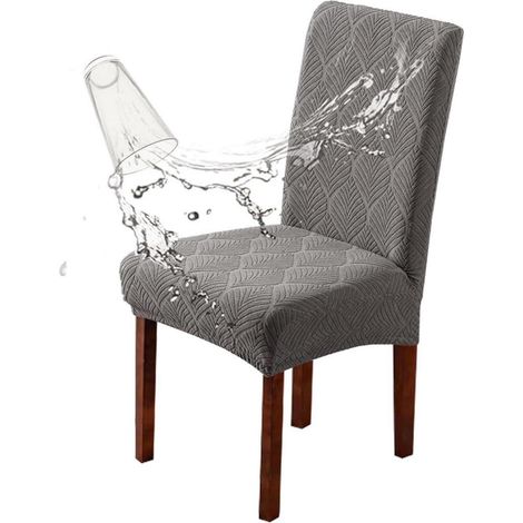 Housses de chaise modernes imperméables lot de 4 extensibles lavables gris clair (1/5)