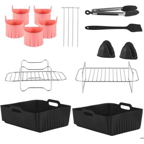 Set of 10 Dual Zone XXL Airfryer Accessories with silicone mold, parchment paper, 10.4L fryer accessories (1/5)