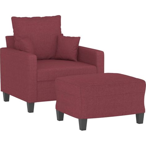 vidaXL Poltrona con Poggiapiedi Rosso Vino 60 cm in Tessuto (1/4)