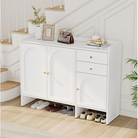 Schuhschrank mit 3 Türen und 2 Schubladen Weiß OKMYHOME (1/5)
