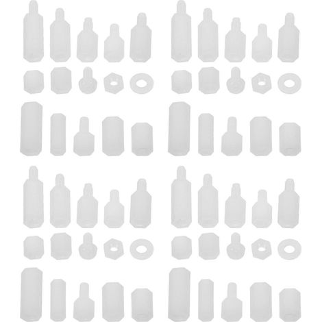 Kit de vis et entretoises hexagonales (1 jeu), comprenant entretoises, vis, rondelles et écrous hexagonaux pour l'isolation des cartes de circuits imprimés (matériel de remplacement blanc). (1/5)