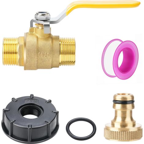 Valve à bille en laiton 3/4" Vanne à Boisseau Sphérique, Robinet à Bille Robinet DN20 Double Filetage Avec Poignée de Levier Avec Raccord Enfichable Convient Pour le Système (1/5)
