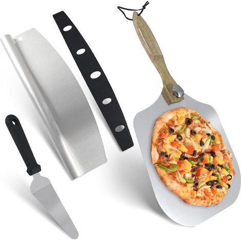 Lot 2 pelles à pizza - Bambou 30 cm - Planche - Poignée - Pizza, pain (1/5)