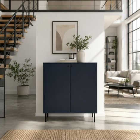 Petit buffet moderne bleu sombre 2 portes RAVEN (1/5)