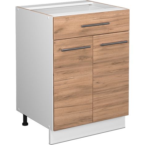 Meuble cuisine Fame-Line, Chêne de force doré, 60 cm avec tiroir, sans plan de travail, Vicco