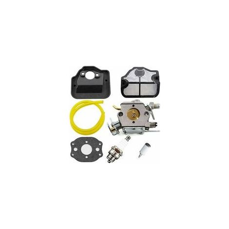 Carburatore di ricambio per motoseghe 36, 41, 136, 137, 141, 142, include candela e filtro dell'aria, sostituisce i codici 530071987, 530035482, 530029811. (1/4)