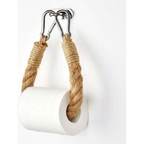 1PCS Portarrollos de Madera para Baño, Portarrollos de Papel Higiénico Vintage, Toallero con Cuerda de Cáñamo para Baño y Cocina (1/4)