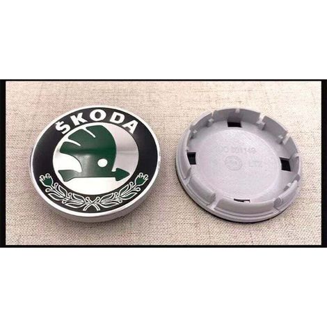Set di 4 copricerchi, copriruota, finiture per cerchi, kit copricerchi, copricerchi centrali per auto con logo, coprimozzo universale, verde (56 mm)