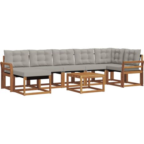 Outdoor Sofa Set with Cushion 8 pcs Natural and Light Grey vidaXL (1/5)