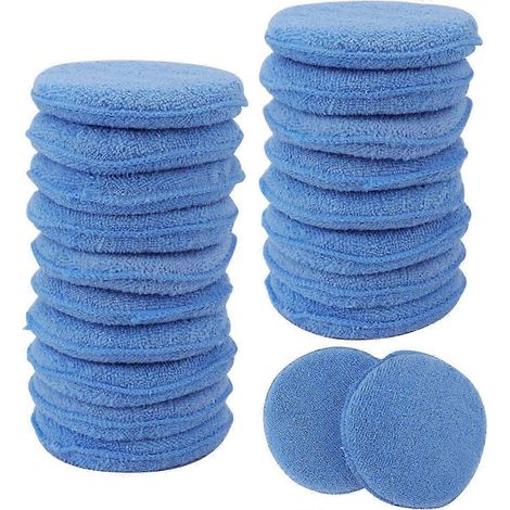 Tampons applicateurs de cire en microfibre 70/30, paquet de 20, bords doublement cousus, réutilisables, pour l'entretien automobile, bleus (1/5)