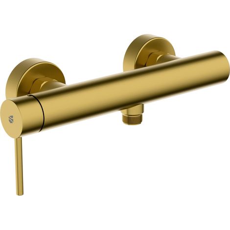BERNSTEIN Grifo mezclador de ducha de pared Acero inoxidable Oro cepillado, mezclador cerámico, 26x11x9cm (AnxAlxPr), VIREO Oro cepillado