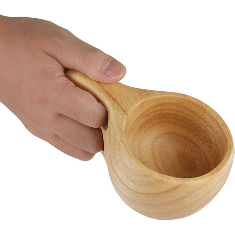Tasse en bois KUKSA double trou, tasse à café personnalisée en caoutchouc, gobelet en bois naturel (1/5)