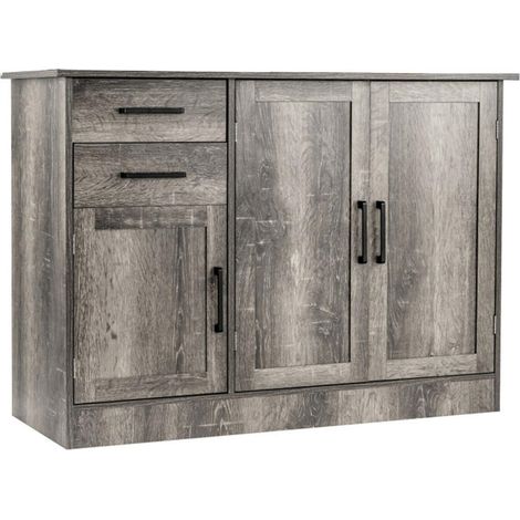 Pour cuisine, salle à manger ou salon, buffet de rangement avec 2 placards, 2 tiroirs et style moderne (1/5)