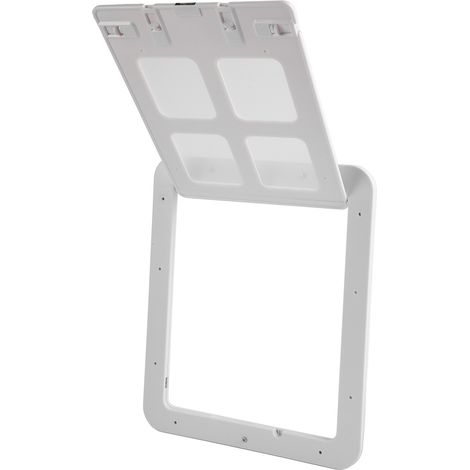 Porte moustiquaire pour animaux de compagnie respirante, silencieuse et anti-moustiques, en plastique sans bavures, blanche, taille L (1/5)