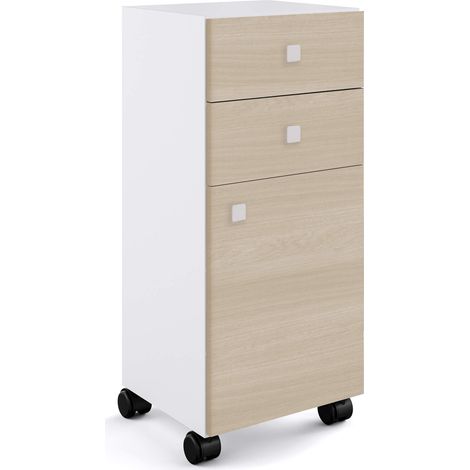 Lineabeta - Base 2 cassetti e 1 anta con ruote Runner bianco / (1/2)