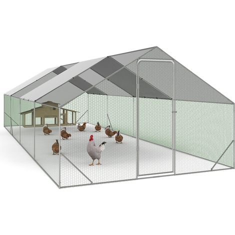 Hühnergehege 24 m² Gitterpark 8x3 M verzinkter Stahl (1/5)