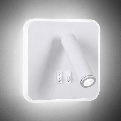 Lampada da parete moderna a LED 8W 350° Lampada da lettura da comodino girevole Faretto da parete a LED 3W con interruttore Applique da parete per interni per camera da letto Soggiorno Sala studio, Ne