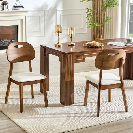 Set di 2 sedie da pranzo con schienale ovale, sedie moderne in legno con maniglia per il trasporto, sedie imbottite da cucina per sala da pranzo/soggiorno, solo sedie, tavolo non incluso. (1/5)