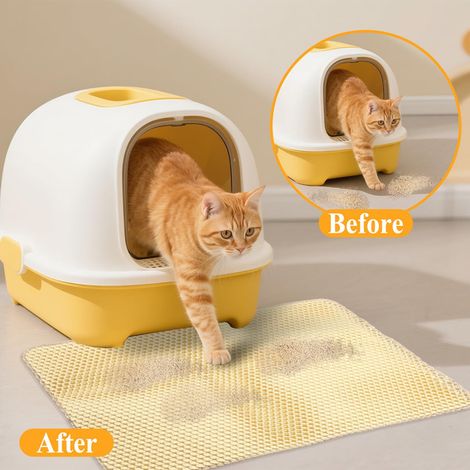 Tapis de Litière pour Chat Double Couche Tapis Trappeur de Litière Étanche et Antidérapant pour Maison de Toilette Chat (1/5)