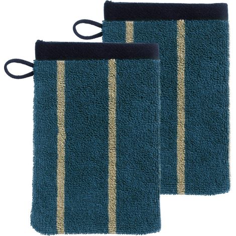 Lot de 2 gants de toilette en coton biologique absorbant coloris Abysse 15 x 21 cm - PANGIVO