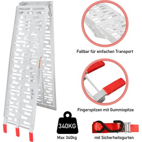 Wolketon Auffahrrampe Auffahrschiene Klappbar max. 340kg ALU Verladerampe
