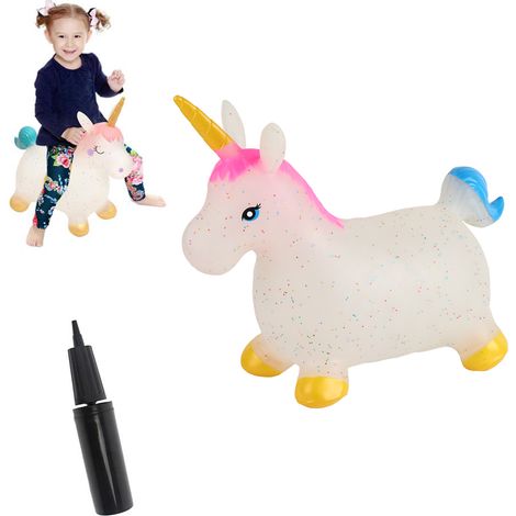 Cheval gonflable sauteur animal à enfourcher avec pompe, jouet cadeau pour enfants garçons filles (1/5)