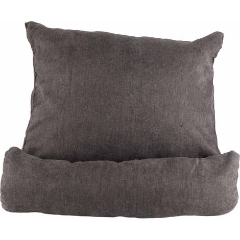 Dossier de lecture triangulaire large 60x22x50cm, coussin amovible confortable pour canapé lit, gris foncé, design détachable (1/5)