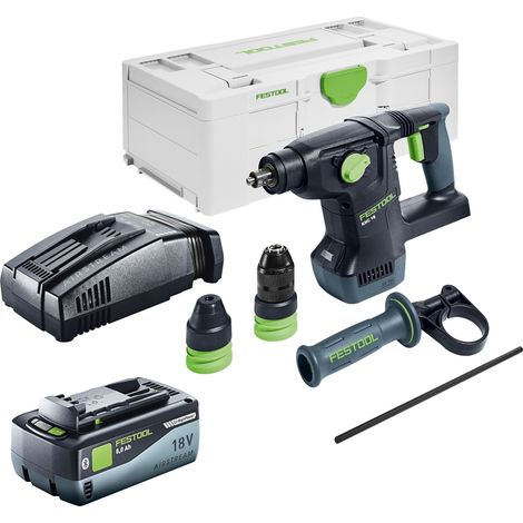 Festool KHC 18 EB-Basic Akku Kombihammer 18 V 2,6 J SDS-Plus Brushless + 1x Akku 8,0 Ah + Schnellladegerät + Systainer
