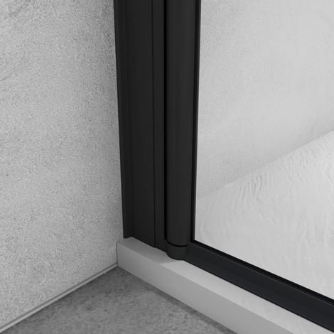 Aica Sanitaire – Paroi de douche à l'italienne pivotante 35x200cm – Verre trempé 8mm anticalcaire – Profilé en aluminium noir mat – Montage réversible