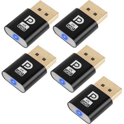 Adaptateur d'affichage virtuel DisplayPort 4K (DP), adaptateur d'affichage virtuel EDID, simulateur de moniteur sans écran, accessoires PC (pack de 5 pièces) (1/5)